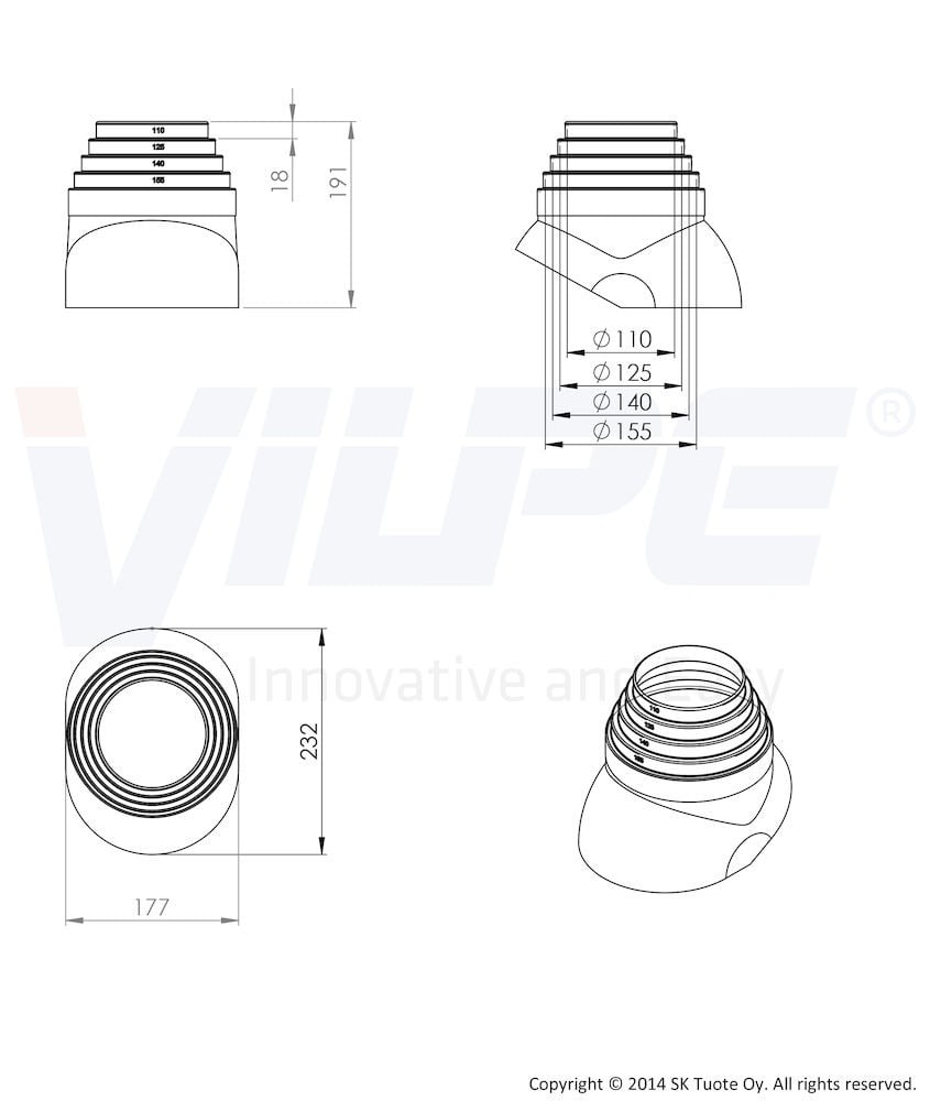 схема Vilpe ворот трубы 110-155