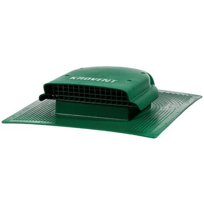 KTV New зелёный Krovent Аэратор для битумной кровли в процессе монтажа