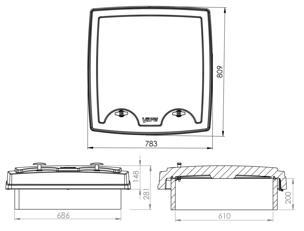 Люк Multiroof 200 Vilpe для фальцевой кровли схема