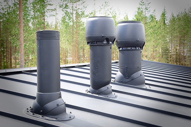 Вентвыходы Vilpe на фальцевой кровле