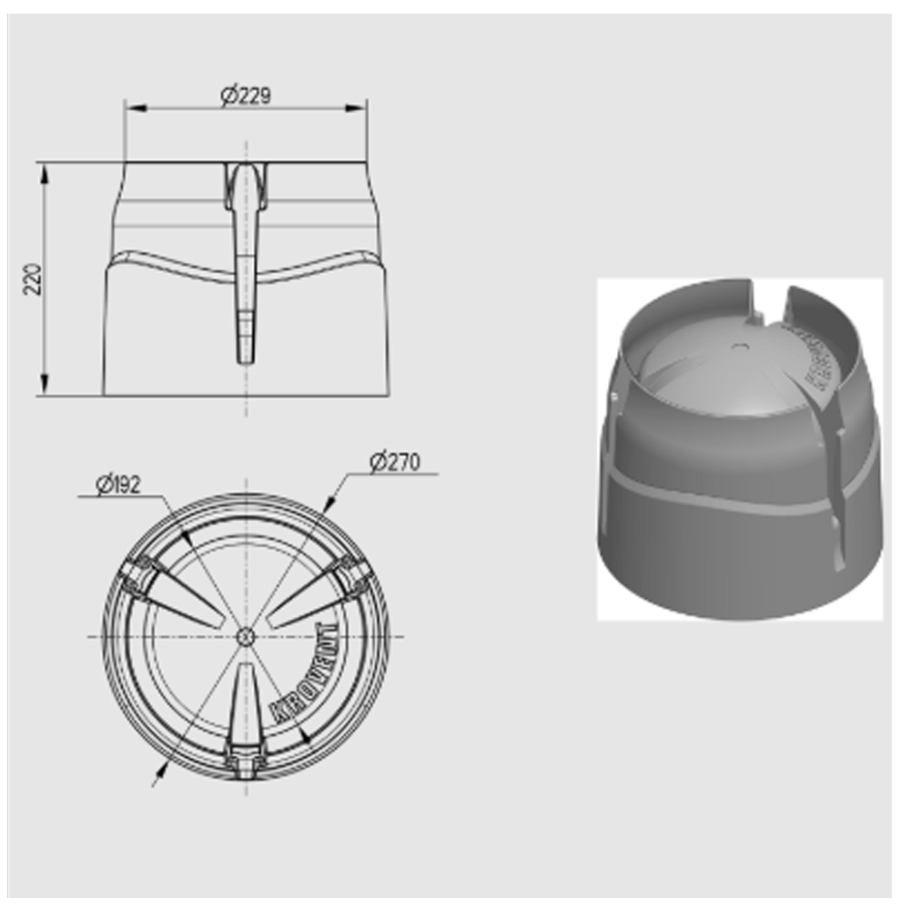 Колпак Krovent HupCap 270 New размеры