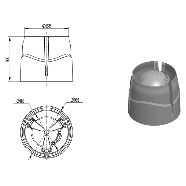 Колпак Krovent HupCap New схема